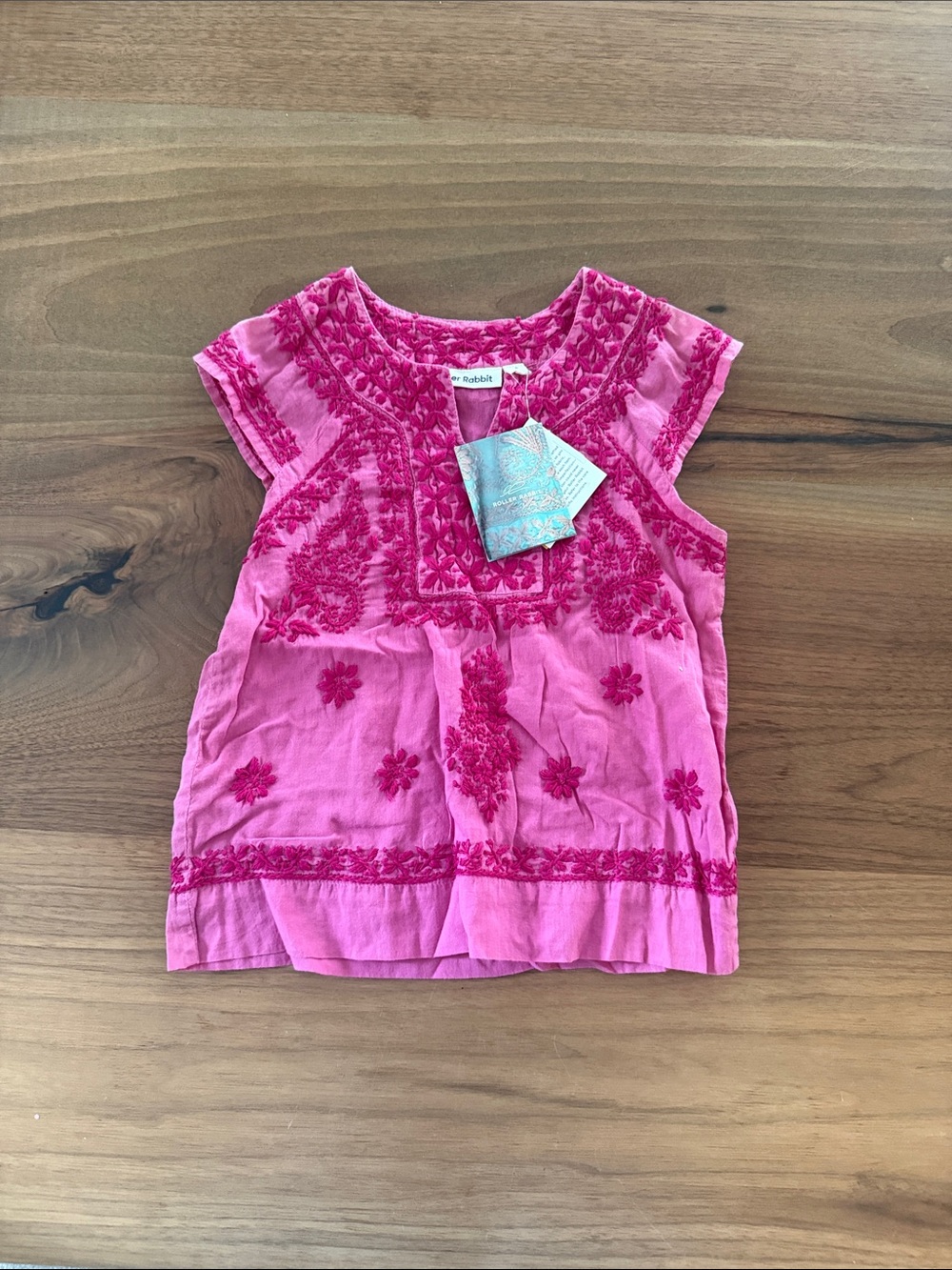 Roller Rabbit Pink Embroidered Girls Tank Top
